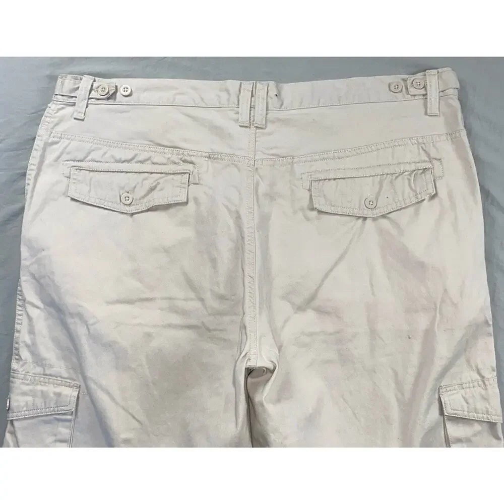 OP Ocean Pacific Vintage Cutoff Cotton Cargo Shorts. Ivory, Men's 40. GUC!!